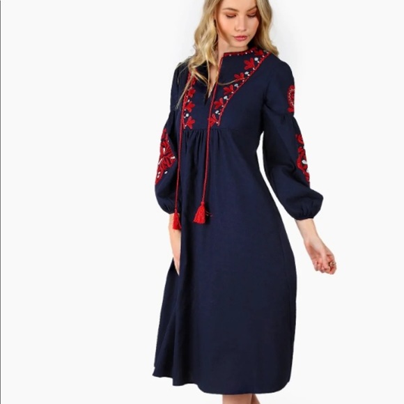 Embroidered midi tassel dress. - Picture 3 of 6